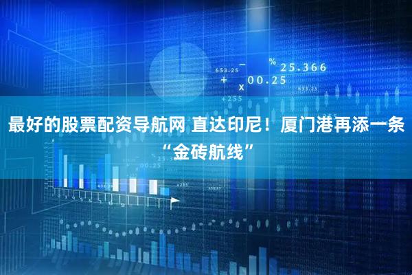 最好的股票配资导航网 直达印尼！厦门港再添一条“金砖航线”