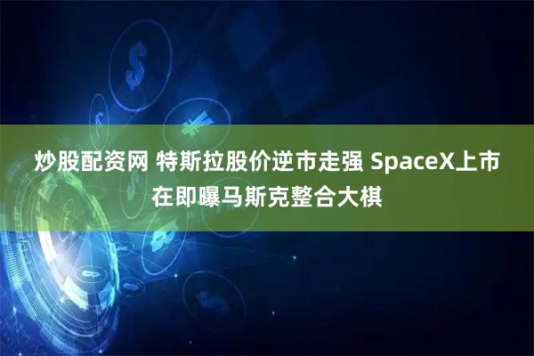 炒股配资网 特斯拉股价逆市走强 SpaceX上市在即曝马斯克整合大棋